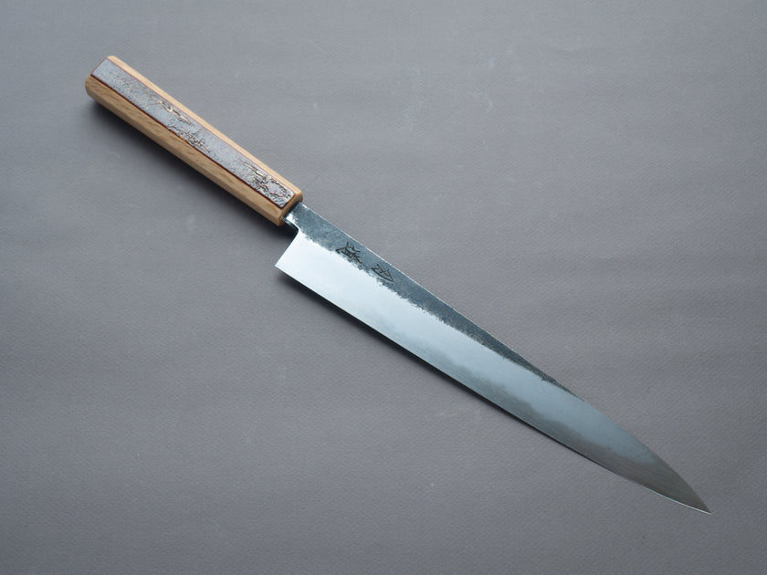 hidamari✨ HADO - Sumi - Blue #1 - Damascus Kurouchi - 270mm Sujihiki - Oak