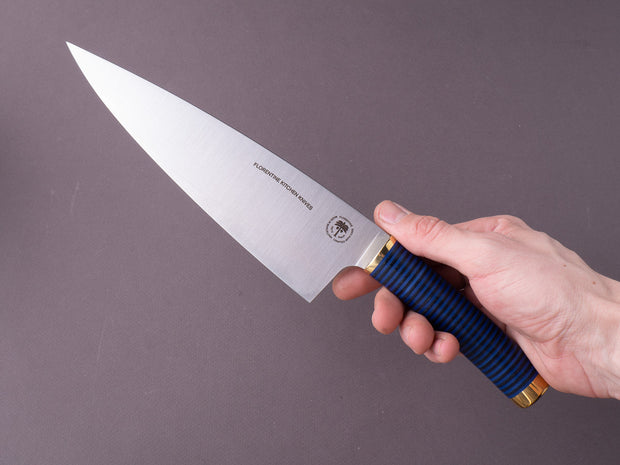 Florentine Kitchen Knives - 205mm Chef - Stacked Black & Blue Handle