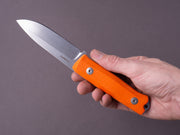 lionSTEEL - Fixed Blade - B40 - 100mm - Sleipner - Orange G10 Handle - Stonewashed - Leather Sheath