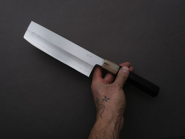 Hitohira - Kikuchiyo x Ren - Silver #3 - Nakiri - 180mm - Ebony Handle
