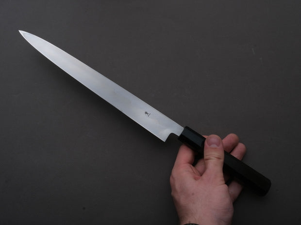 Hitohira - Tanaka - Katsushiro - Blue #1 - Yanagiba - 270mm - Ebony Handle (Saya)