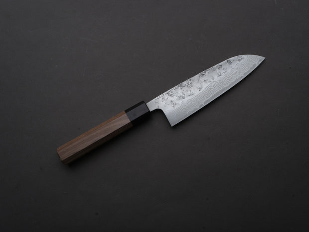 Hitohira - Futana - Swedish Stainless - Nashiji Damascus - Santoku - 170mm - Walnut Handle