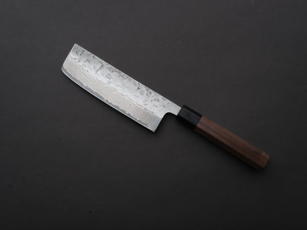 Hitohira - Futana - Swedish Stainless - Nashiji Damascus - Nakiri - 165mm - Walnut Handle