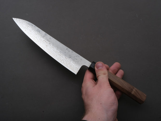 Hitohira - Futana - Swedish Stainless - Nashiji Damascus - Gyuto - 210mm - Walnut Handle