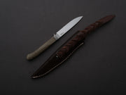 lionSTEEL - Fixed Blade - Ago - M390 - 80mm - Green Canvas Micarta - Leather Sheath