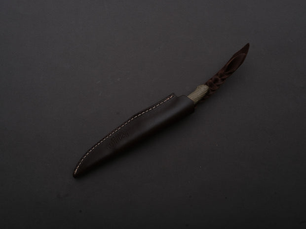 lionSTEEL - Fixed Blade - Ago - M390 - 80mm - Green Canvas Micarta - Leather Sheath