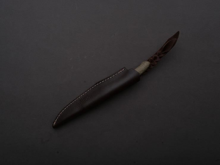 lionSTEEL - Fixed Blade - Ago - M390 - 80mm - Green Canvas Micarta - Leather Sheath