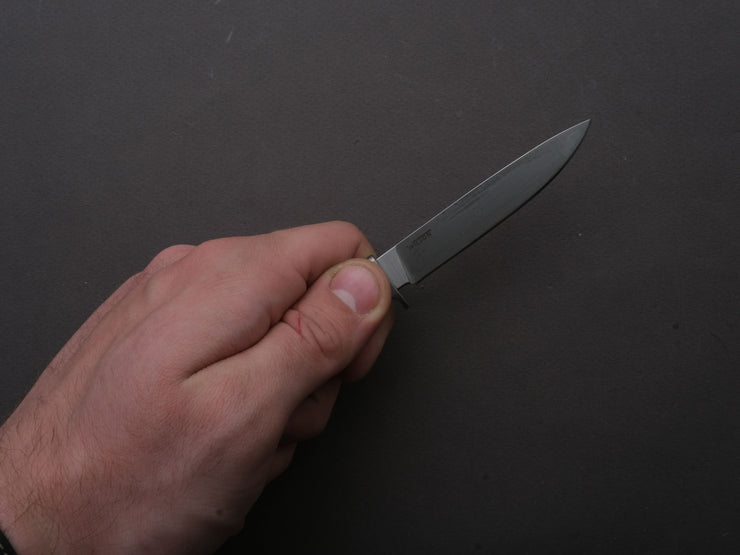 lionSTEEL - Fixed Blade - Ago - M390 - 80mm - Green Canvas Micarta - Leather Sheath