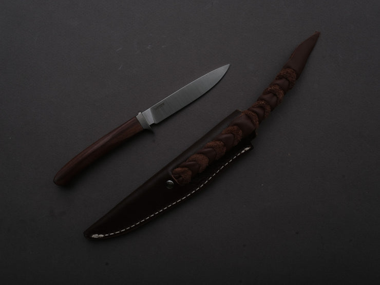 lionSTEEL - Fixed Blade - Ago - M390 - 80mm - Santos Mahogany - Leather Sheath
