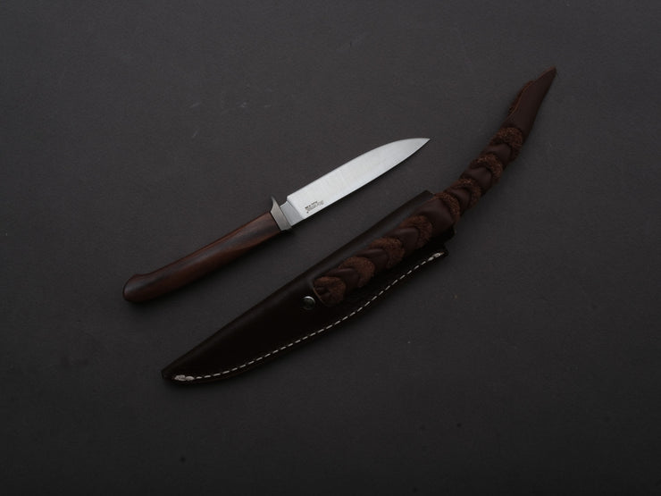 lionSTEEL - Fixed Blade - Ago - M390 - 80mm - Santos Mahogany - Leather Sheath