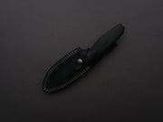 LionSTEEL - FIXED - Acha - M390 - Stonewashed Black - 107mm - Black Burlap - Leather Sheath