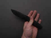 LionSTEEL - FIXED - Acha - M390 - Stonewashed Black - 107mm - Black Burlap - Leather Sheath