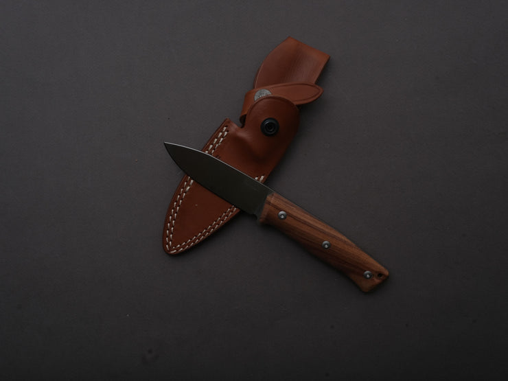 lionSTEEL - Fixed Blade - B35 - 85mm - Sleipner - Santos Wood - Satin - Leather Sheath