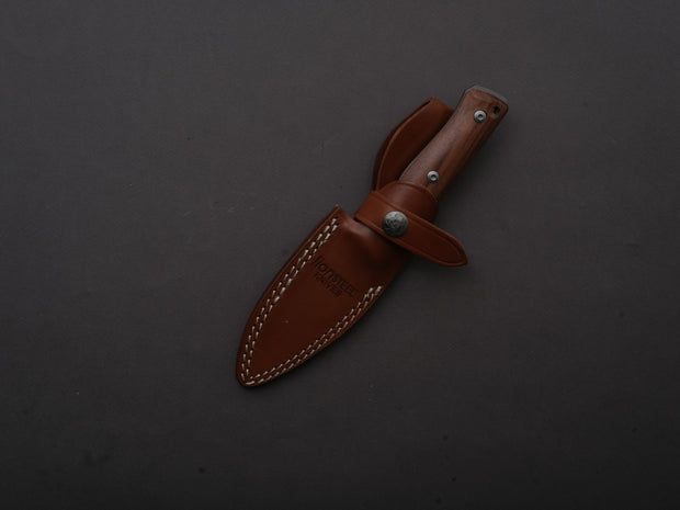 lionSTEEL - Fixed Blade - B35 - 85mm - Sleipner - Santos Wood - Satin - Leather Sheath