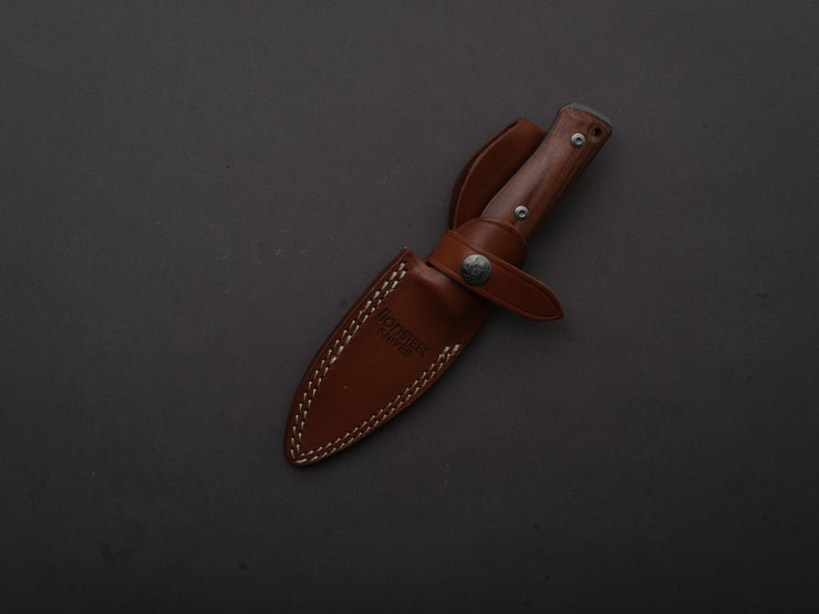 lionSTEEL - Fixed Blade - B35 - 85mm - Sleipner - Santos Wood - Satin - Leather Sheath