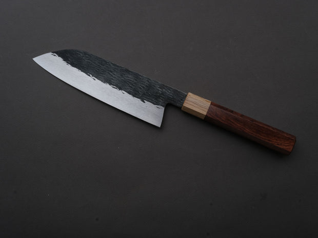 Isamitsu - White #1 - Stainless Clad - Kurouchi - Santoku - 180mm - Rosewood Handle