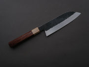 Isamitsu - White #1 - Stainless Clad - Kurouchi - Santoku - 180mm - Rosewood Handle