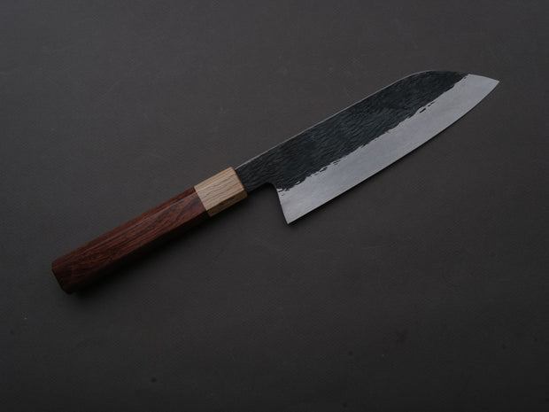 Isamitsu - White #1 - Stainless Clad - Kurouchi - Santoku - 180mm - Rosewood Handle