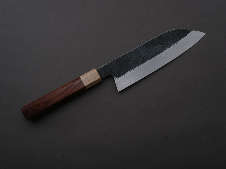 Isamitsu - White #1 - Stainless Clad - Kurouchi - Santoku - 180mm - Rosewood Handle