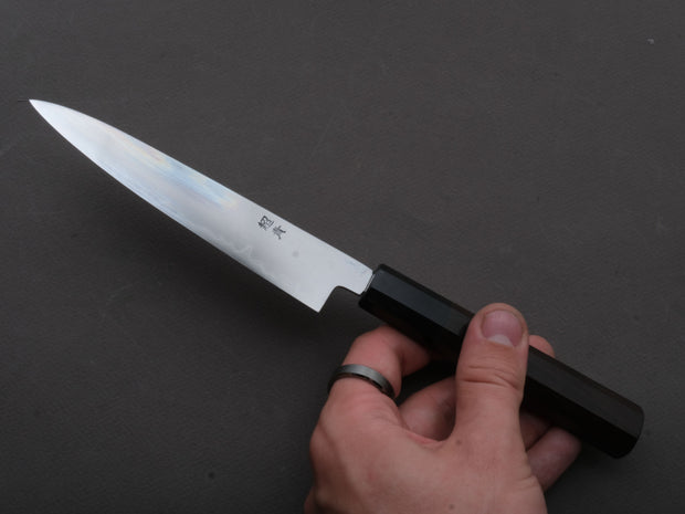 Sakai Kikumori - Tanaka Limited - Super Blue - All Mirror Polish - Petty - 150mm - Ebony Handle - Signed + Dated Tang