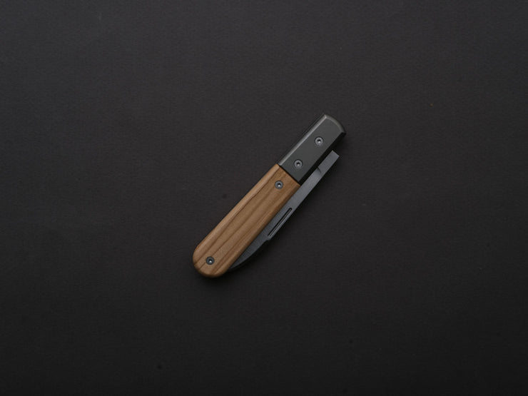 lionSTEEL - Folding Knife - Barlow - Roundhead - 65mm - M390 - Slip Joint - Olive w/ Metal Bolster