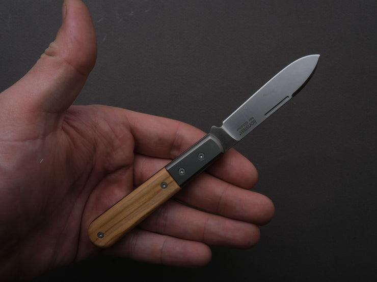 lionSTEEL - Folding Knife - Barlow - Roundhead - 65mm - M390 - Slip Joint - Olive w/ Metal Bolster