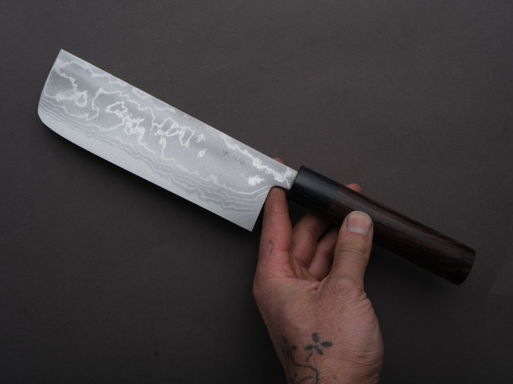 Hitohira - GR - Blue #2 Damascus - Nakiri - 165mm - Rosewood Handle