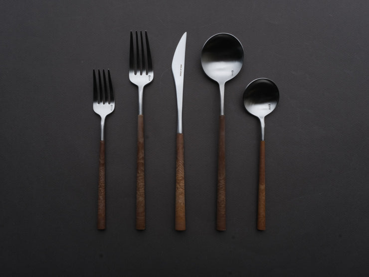 Belo Inox - Flatware - NEO Wood Place Setting - 5 Piece - Brushed Steel
