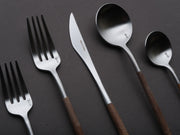 Belo Inox - Flatware - NEO Wood Place Setting - 5 Piece - Brushed Steel