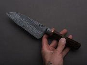 Zay Knives - 1095-15N20 - Coreless Mosiac Integral Damascus - Petty/Utility - 130mm - Black Palm Western