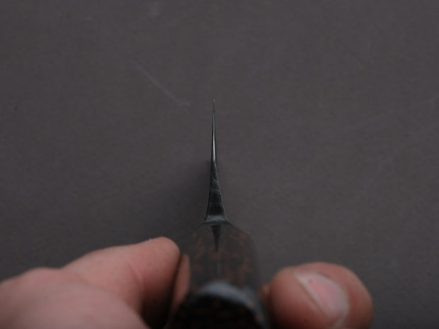 Zay Knives - 1095-15N20 - Coreless Mosiac Integral Damascus - Petty/Utility - 130mm - Black Palm Western