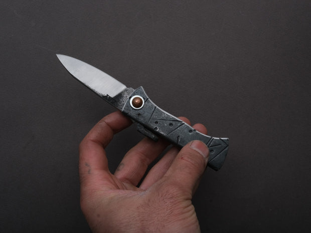 Zay Knives - Folding Knife - Higonokami - 1080 Carbon - 60mm - Stainless Handle - No. 6