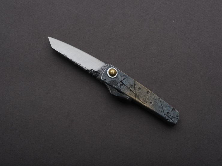 Zay Knives - Folding Knife - Higonokami - 1080 Carbon - 60mm - Stainless Handle - No. 7