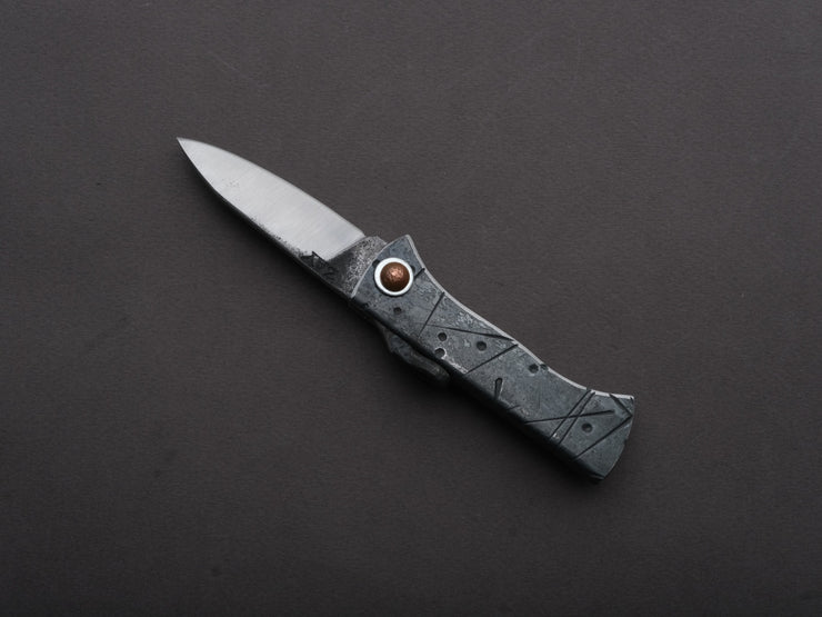 Zay Knives - Folding Knife - Higonokami - 1080 Carbon - 60mm - Stainless Handle - No. 6