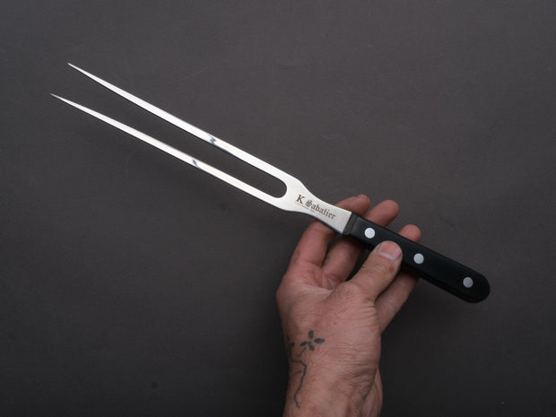 K Sabatier - Antique - Stainless - Unforged - Bayonet Fork - 7" - Black POM Western Handle