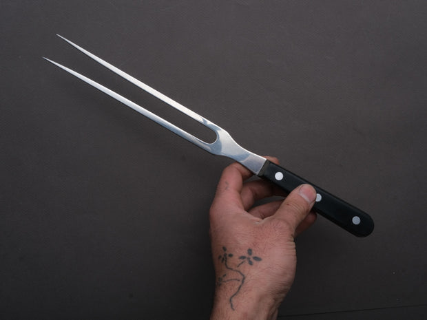 K Sabatier - Antique - Stainless - Unforged - Bayonet Fork - 7" - Black POM Western Handle