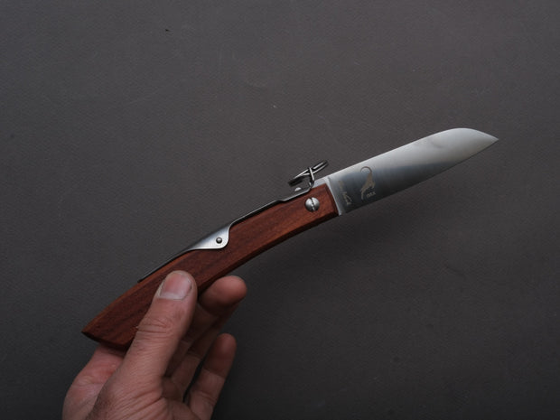 Windmühlenmesser - Folding - Ibex - Ratcheting Back Lock - Stainless - 100mm - Plum Wood