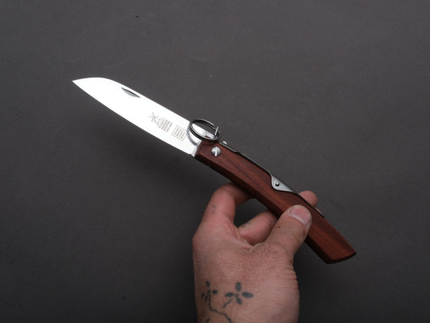 Windmühlenmesser - Folding - Ibex - Ratcheting Back Lock - Stainless - 100mm - Plum Wood
