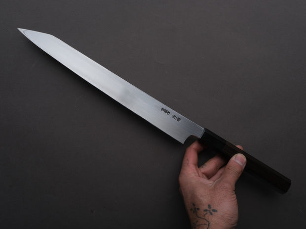 Hitohira - Togashi - White #1 - Tachi - Kiritsuke Yanagiba - 300mm - Ebony Handle (Saya)