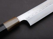Hitohira - Togashi - White #1 - Sanbonsugi Mizu Honyaki - Kiritsuke Yanagiba - 300mm - Taihei Makassar Ebony Handle (Saya)
