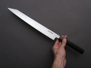 Hitohira - Togashi - White #1 - Sanbonsugi Mizu Honyaki - Kiritsuke Yanagiba - 300mm - Taihei Makassar Ebony Handle (Saya)