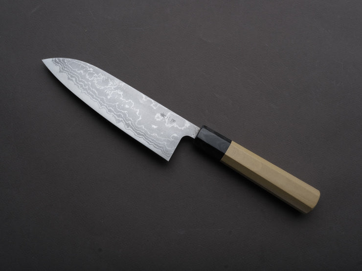 Hitohira - GR - Blue #2 Damascus - 165mm Santoku - Ho Wood Handle