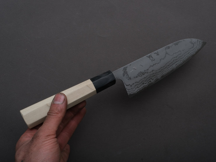 Hitohira - GR - Blue #2 Damascus - 165mm Santoku - Ho Wood Handle
