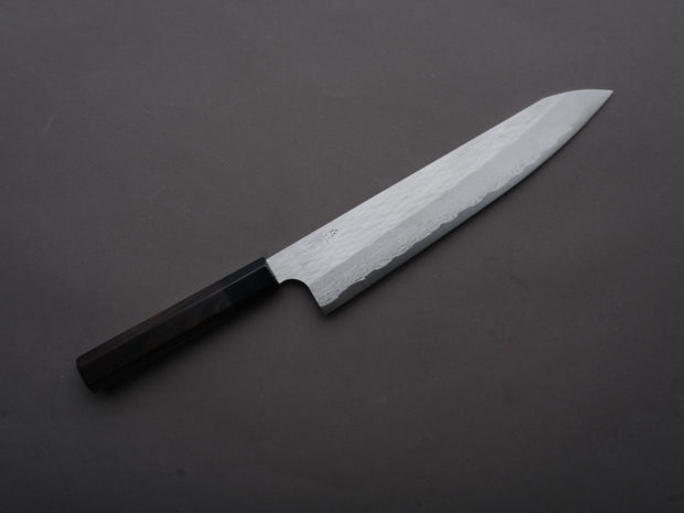 Nigara Hamono - VG XEOS - Tsuchime Damascus - Gyuto - 255mm - Ebony Handle