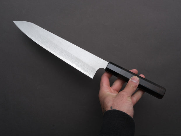 Nigara Hamono - VG XEOS - Tsuchime Damascus - Gyuto - 255mm - Ebony Handle