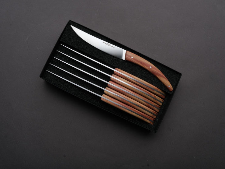 Goyon Chazeau - Steak/Table Knives - Styl'ver Brasserie - Rosewood Handles - Set of 6