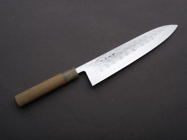 Hitohira - TD - SLD - Stainless Clad - Tsuchime - Gyuto - 240mm - Magnolia Wood Handle