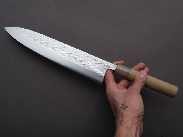 Hitohira - TD - SLD - Stainless Clad - Tsuchime - Gyuto - 240mm - Magnolia Wood Handle