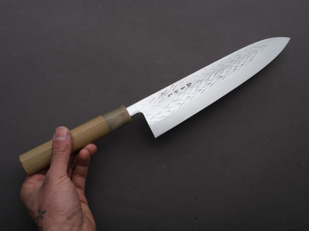 Hitohira - TD - SLD - Stainless Clad - Tsuchime - Gyuto - 240mm - Magnolia Wood Handle