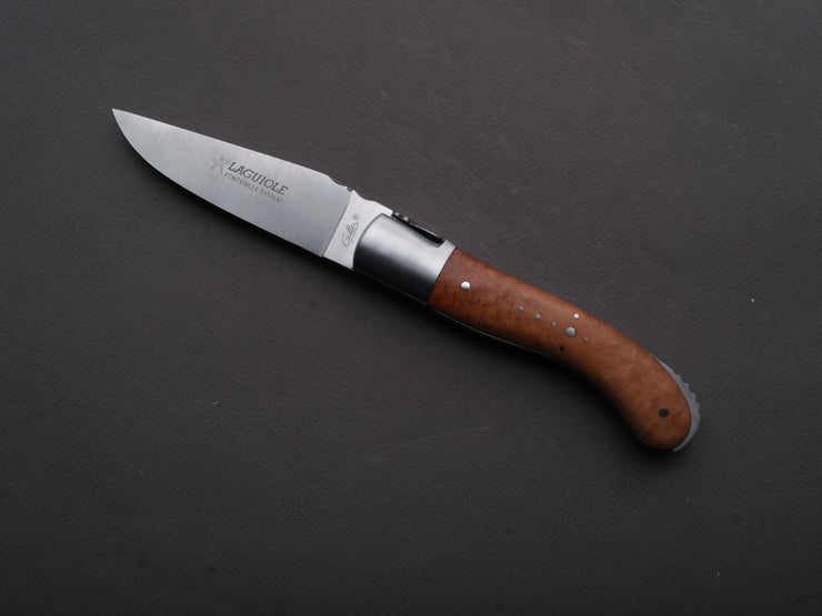 Fontenille Pataud - Folding Knife - Laguiole Sport - Lock Back - 14C28N Swedish Stainless - 13cm - Briarwood Handle - Leather Sheath